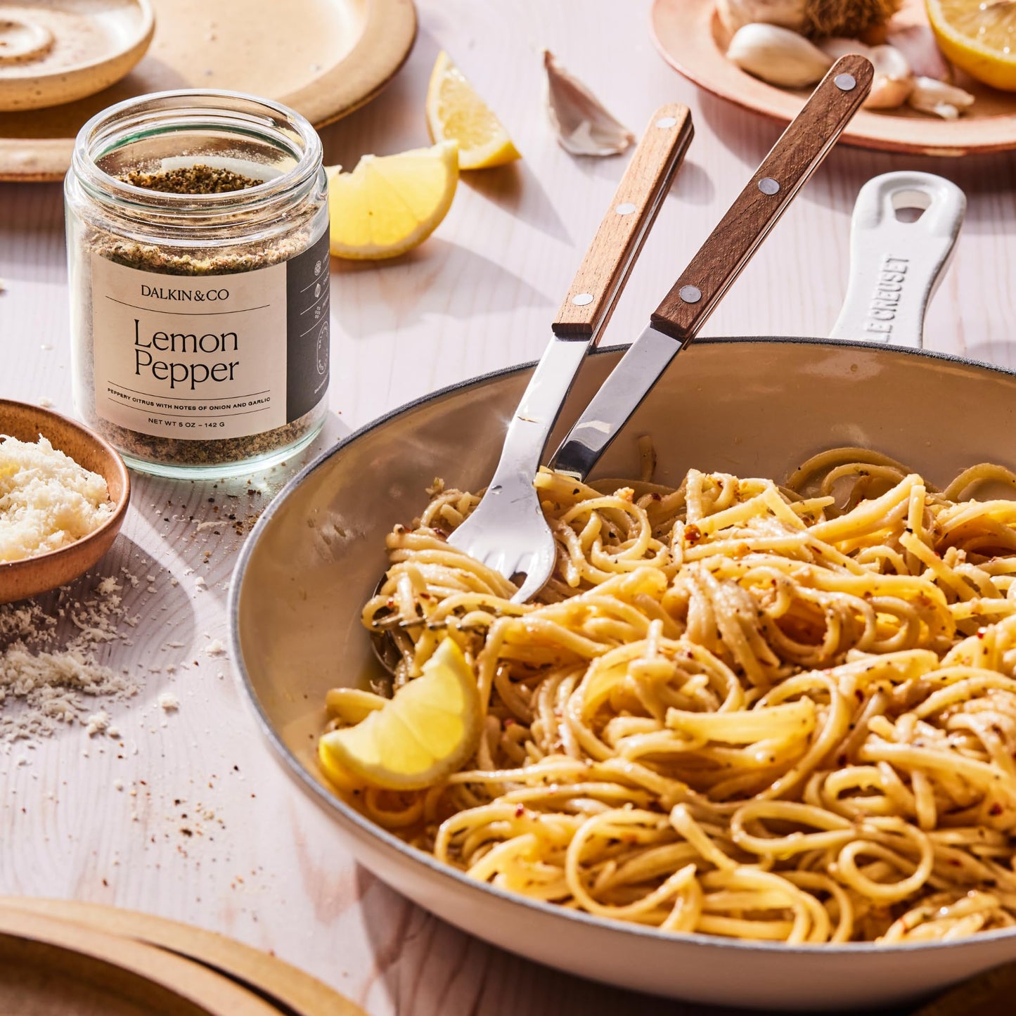 Dalkin & Co. Lemon Pepper, Bright Lemon Peel, Black Pepper, Garlic & Onion Blend, Cooking Seasoning for Pantry & Kitchen, Eco Fr