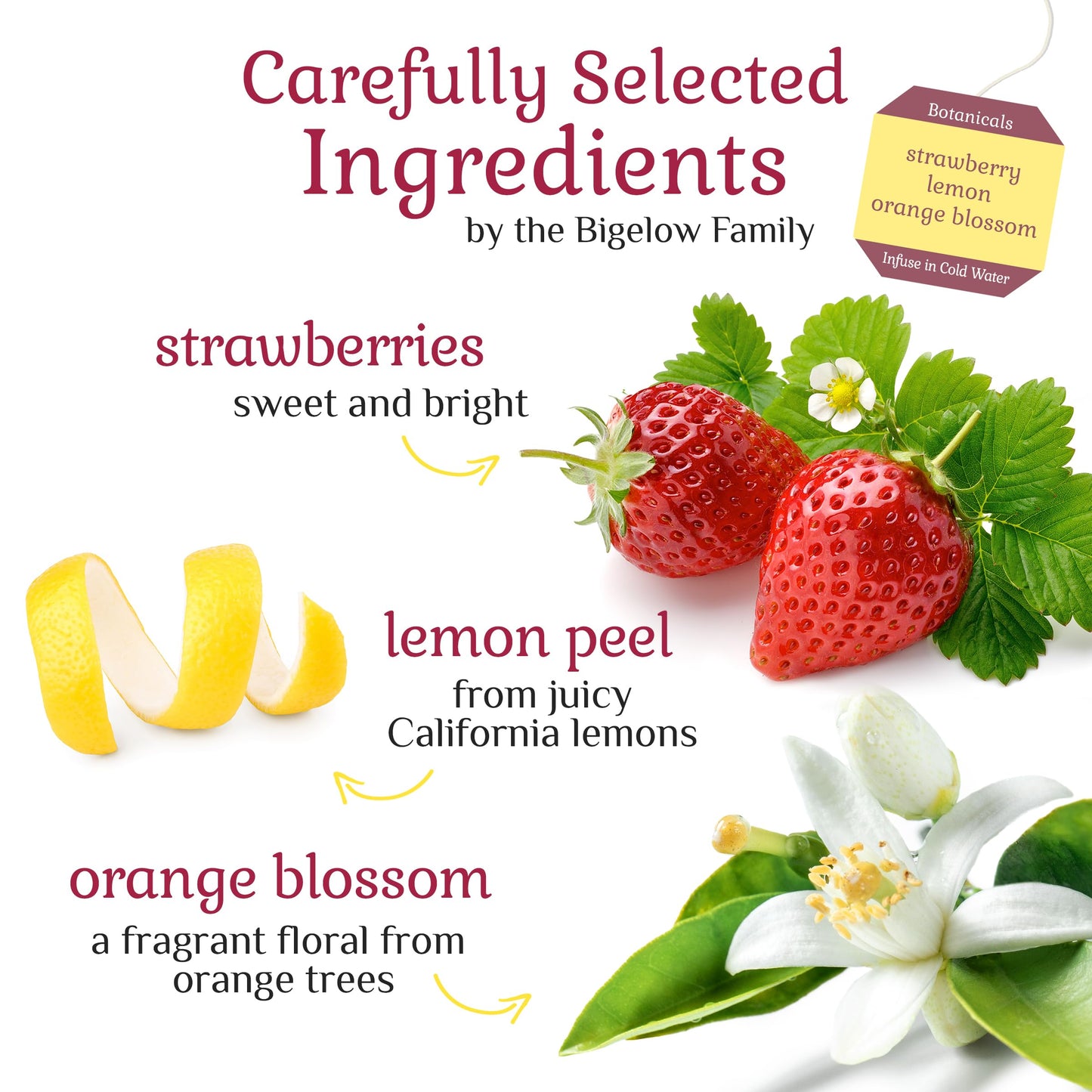 Bigelow Tea Cold Water Infusion Herbal Tea, Strawberry Lemon Orange, Caffeine Free, 18 Count (Pack of 6), 108 Total Tea Bags