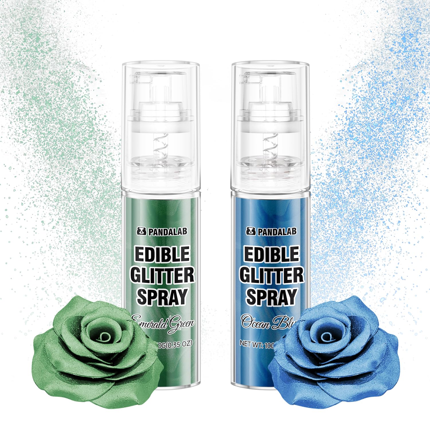 Edible Glitter Spray - Ocean Blue & Emerald Green Food Grade Luster Dust for Drinks, Dessert Decorating Shimmering Glitter for B