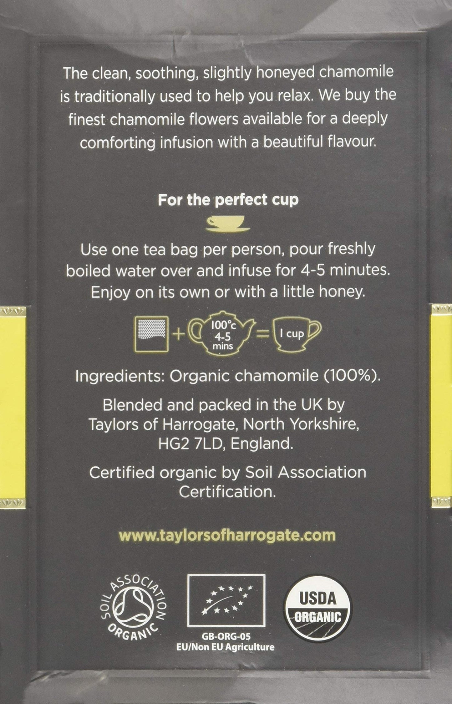 Taylors Of Harrogate Organic Chamomile Herbal Tea, 50 Teabags