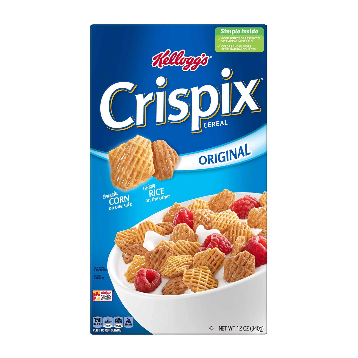 Kellogg's Crispix Breakfast Cereal, 8 Vitamins and Minerals, Try in Snack Mix, Original, 12oz Box (1 Box)