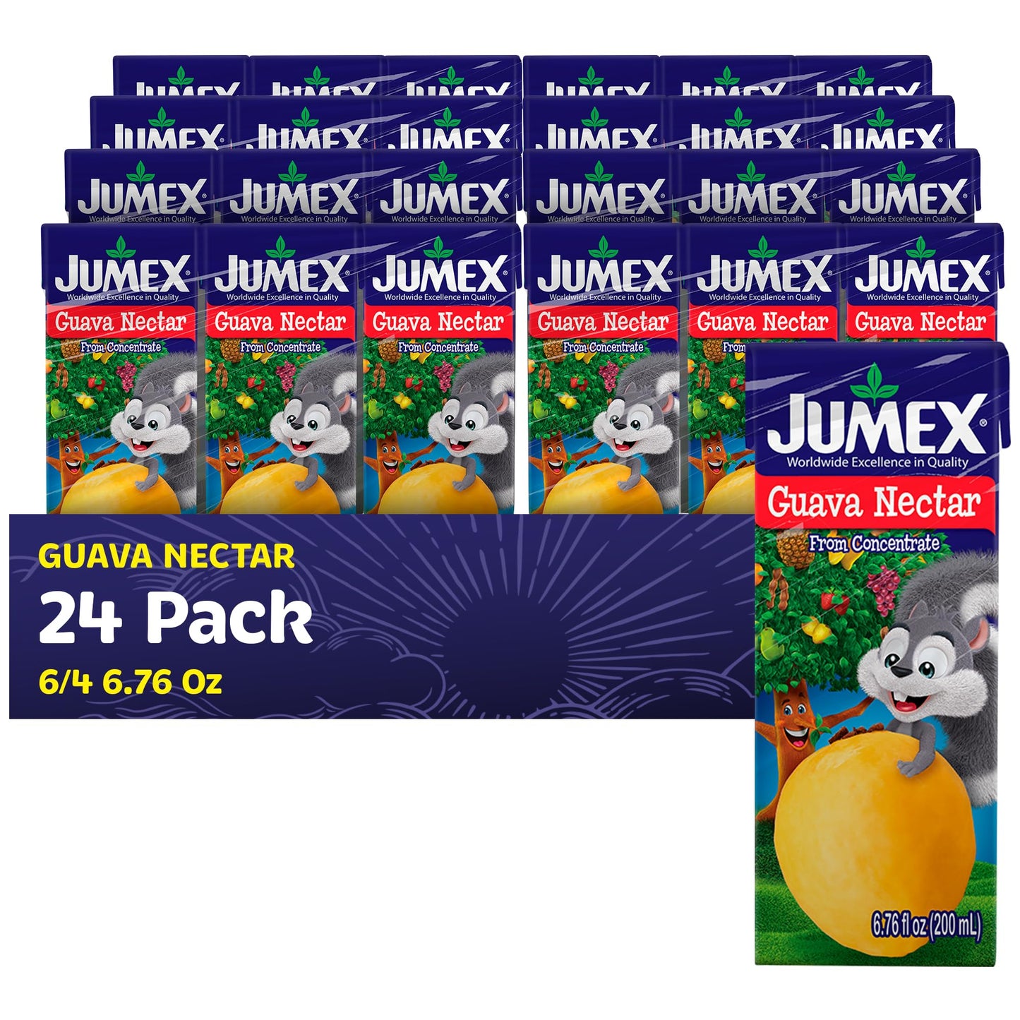 Jumex Guava Nectar Juice Boxes For Kids - Guava Juice Box With Straw - Tropical Fruit Mini Drinks For Kids - Made With Fresh Fruit Puree Concentrate - School Snacks & Smoothie Mix - 6.76Oz  24 Pack