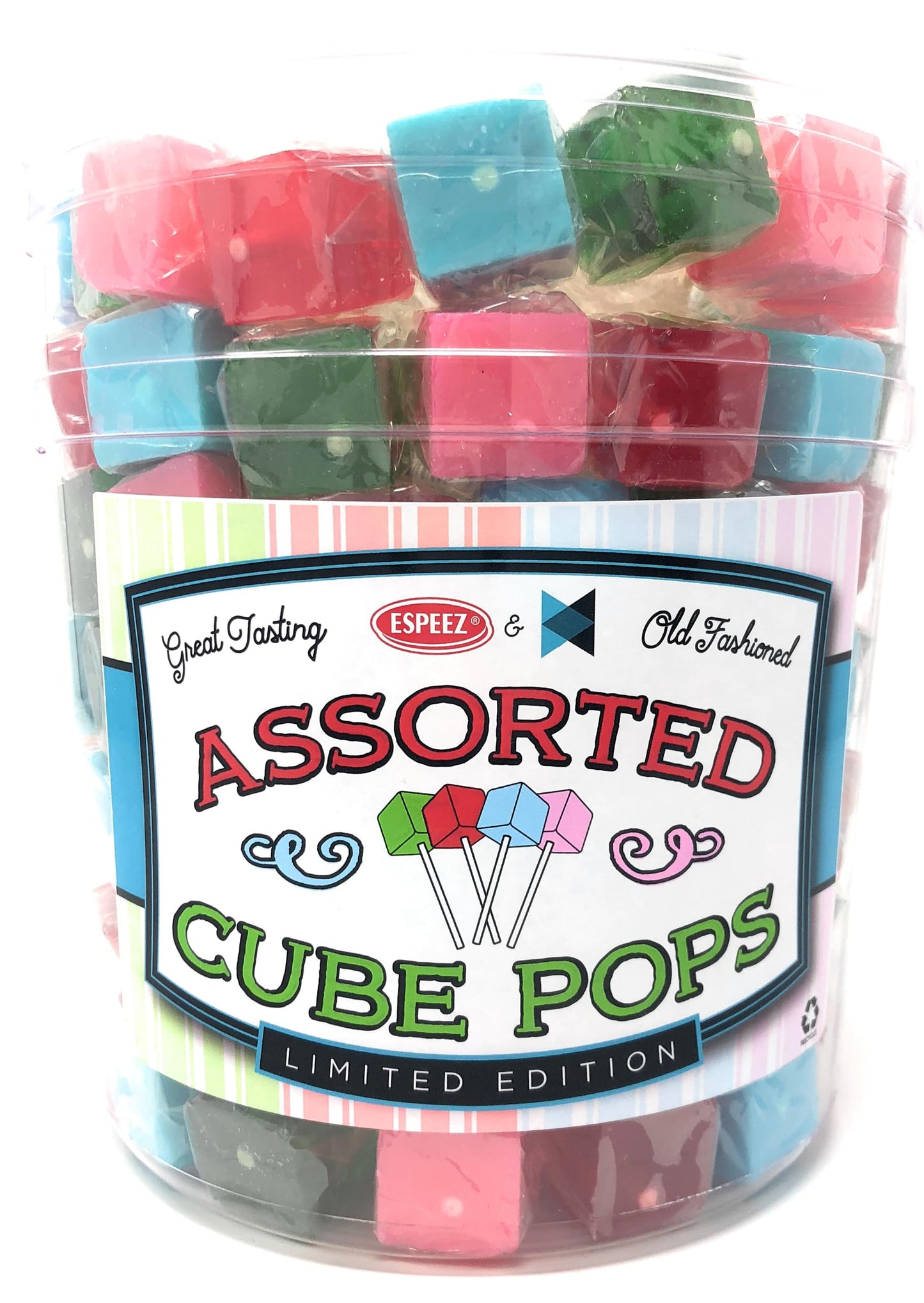Espeez Hard Candy Cube Lollipops, Assorted Flavors, 100 Count, Individually Wrapped Suckers