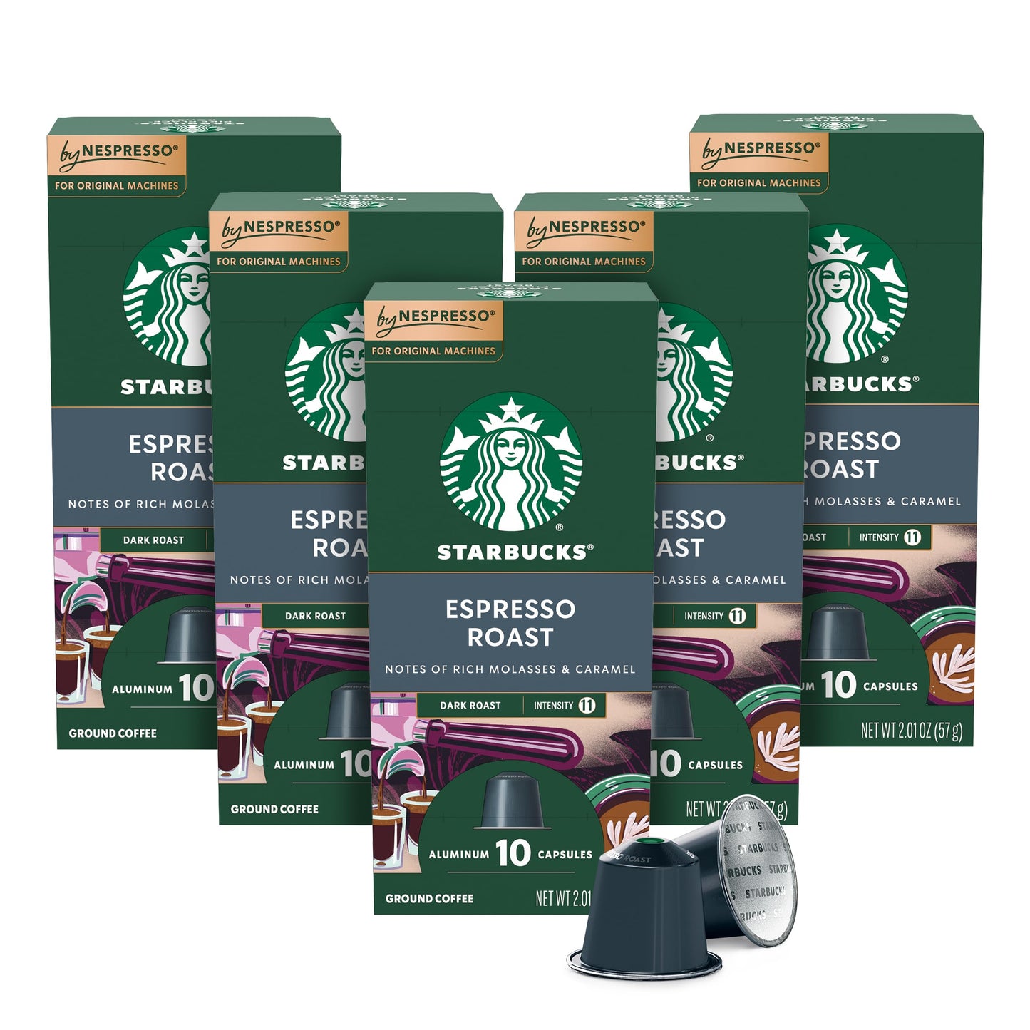 Starbucks By Nespresso Original Line Dark Roast Espresso, 50-Count Espresso Pods