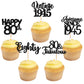 30Pcs Happy 80Th Birthday Cupcake Toppers Glitter Awesome Since 1943 Eighty 80 Fabulous Vintage 1943 Cupcake Picks For 80Th Birt