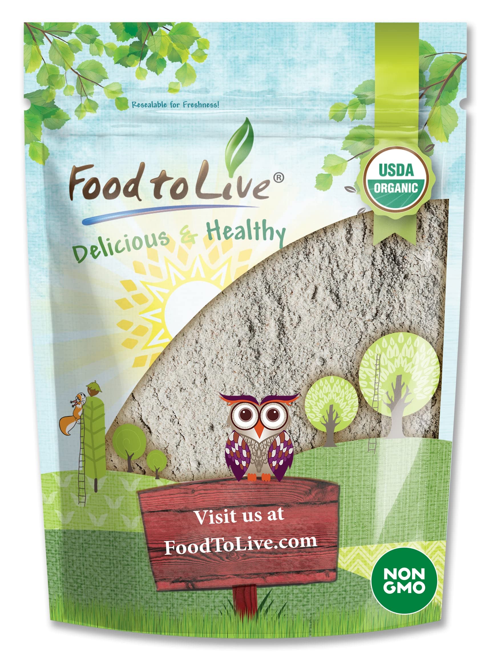 Food to Live Organic Dark Rye Flour, 8 Ounces - Whole Grain, Non-GMO, Stone Ground, Kosher, Raw, Vegan, Bulk, Great for Baking B