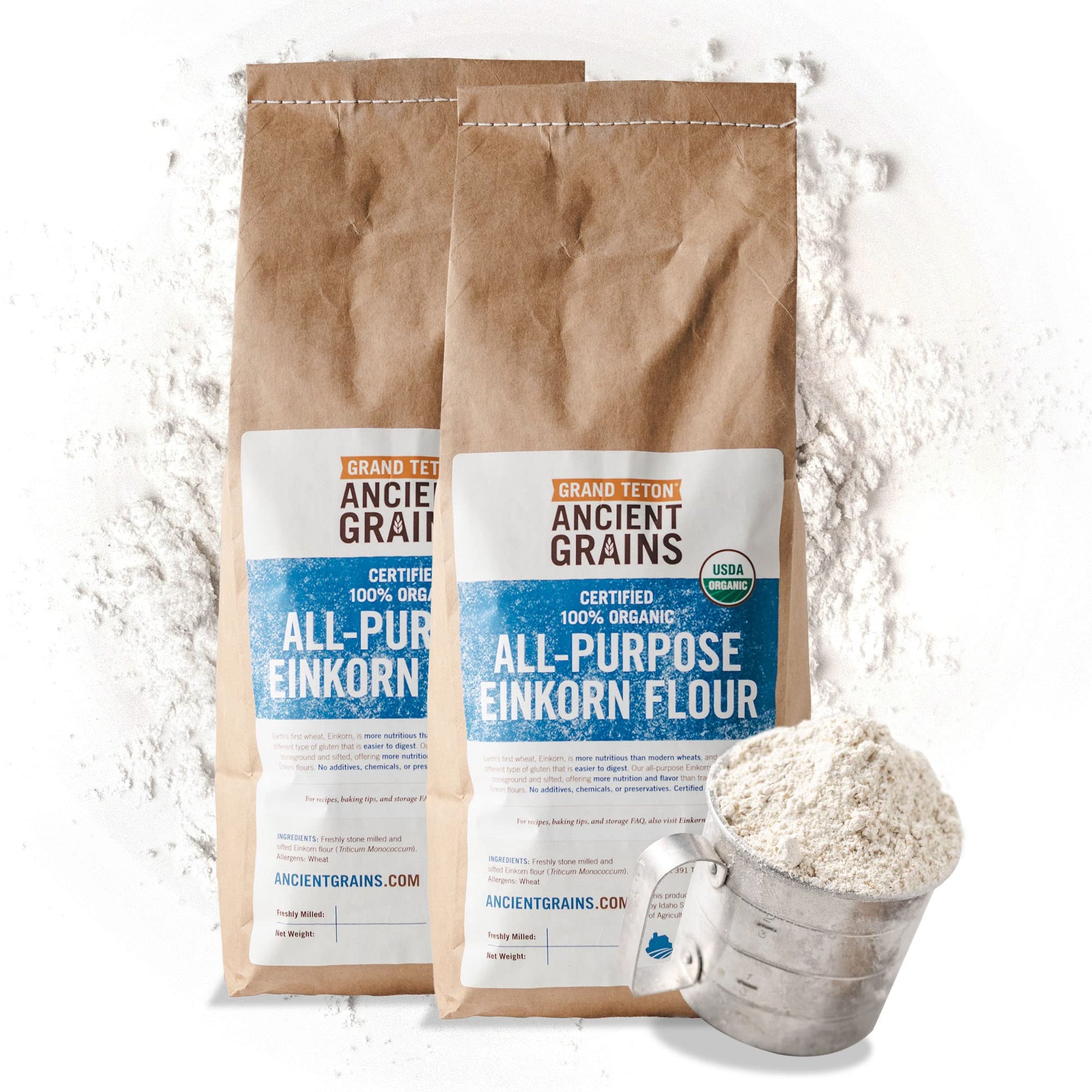 Grand Teton Ancient Grains - 100% Organic All-Purpose Einkorn Flour  Einkorn Flour Organic & Non-GMO  Einkorn Flour  Rich in Vitamins & Minerals  Unbleached Einkorn Grain Flour  10 lbs