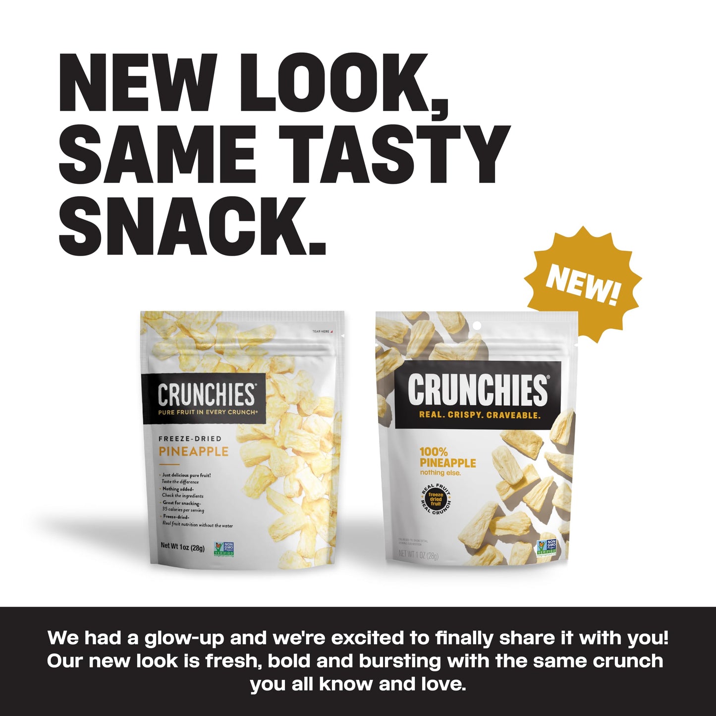 Crunchies Freeze-Dried Fruits Snack Packs, 100% All Natural, Non-GMO, Kosher, Pack of 6 (Pineapple)