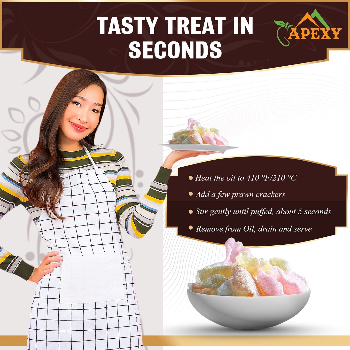 APEXY Prawn  ers Uncooked Shrimp Chips, 8 oz Pack of 2 Multi Color, Crispy Party Appetizers and Snacks