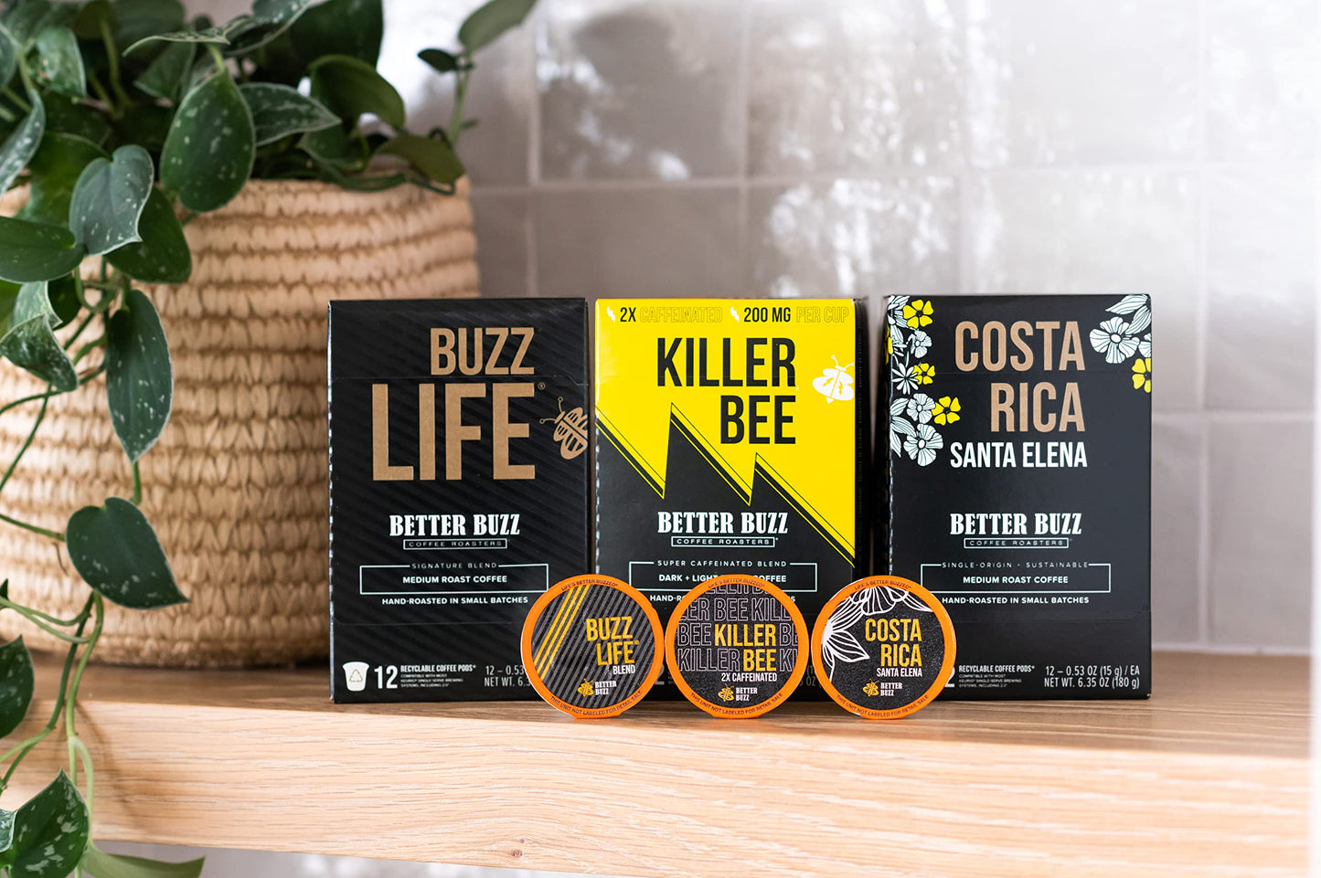 Better Buzz Coffee Pods, Super Caffeinated Dark Roast Blend, 12 Count, K-Cup Compatible, Recyclable, Small Batch Roasted
