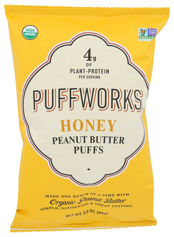 Puffworks Organic Honey Peanut Butter Puffs 3.5 Oz