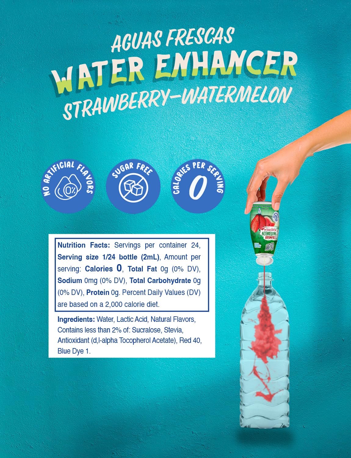 Klass Aguas Frescas Liquid Water Enhancer Sugar-Free Naturally Flavored Strawberry-Watermelon, Keto Friendly |1.62 Oz Pack Of 4 (Makes 24 Servings Each) 0 Calories Per Serving