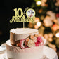 Sumerk 10th Anniversary Cake Topper, 13pcs Gold Glitter Wood Decorations, Medium Size