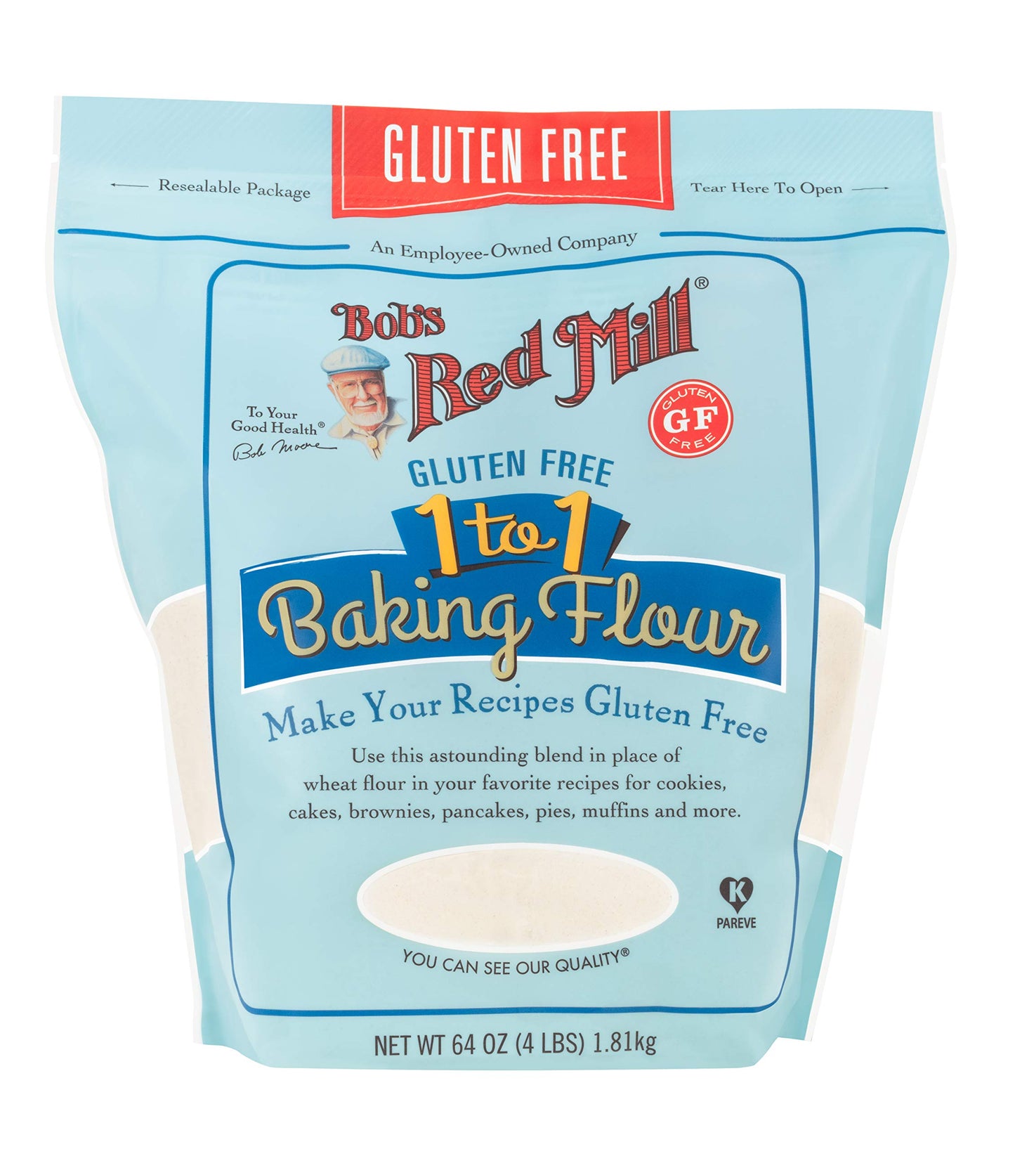 Bob'S Red Mill Gluten Free 1-To-1 Baking Flour, 64-Ounce (Pack Of 4)