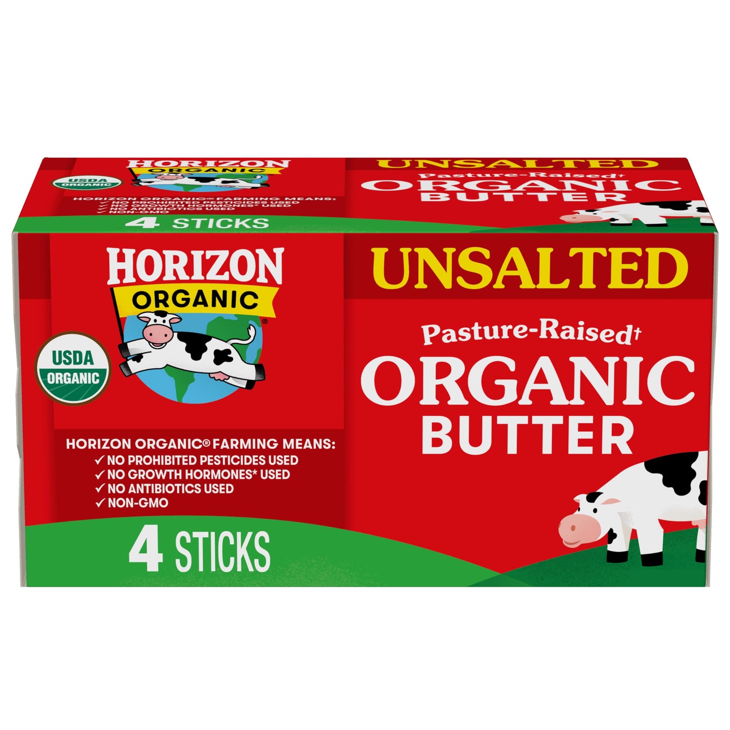 Horizon Organic Unsalted Butter Sticks, Made with Organic Sweet Cream, Great for Baking, Cooking and Caramelizing, 16 oz, 4 Stic