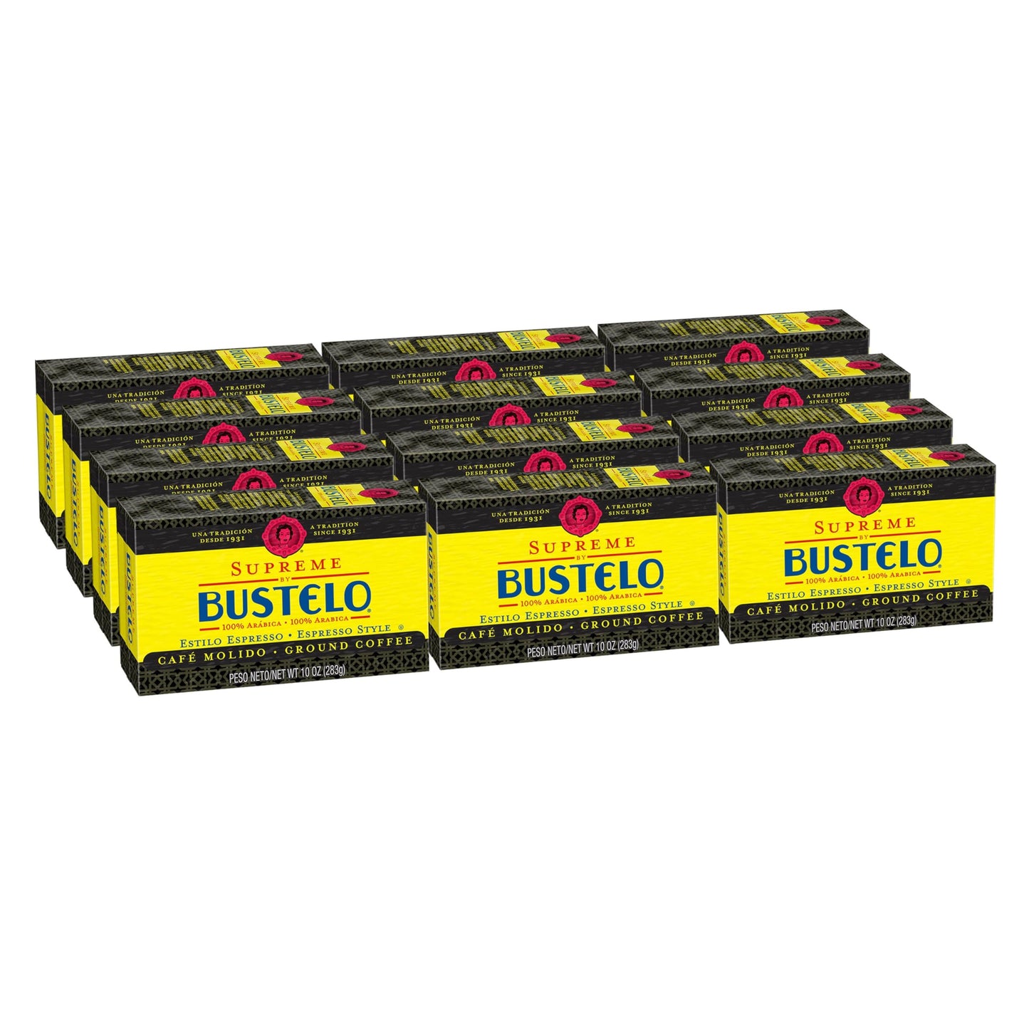Caf   Bustelo Supreme By Bustelo Espresso Style Dark Roast Ground Coffee Brick, 10 Ounces (Pack Of 12)
