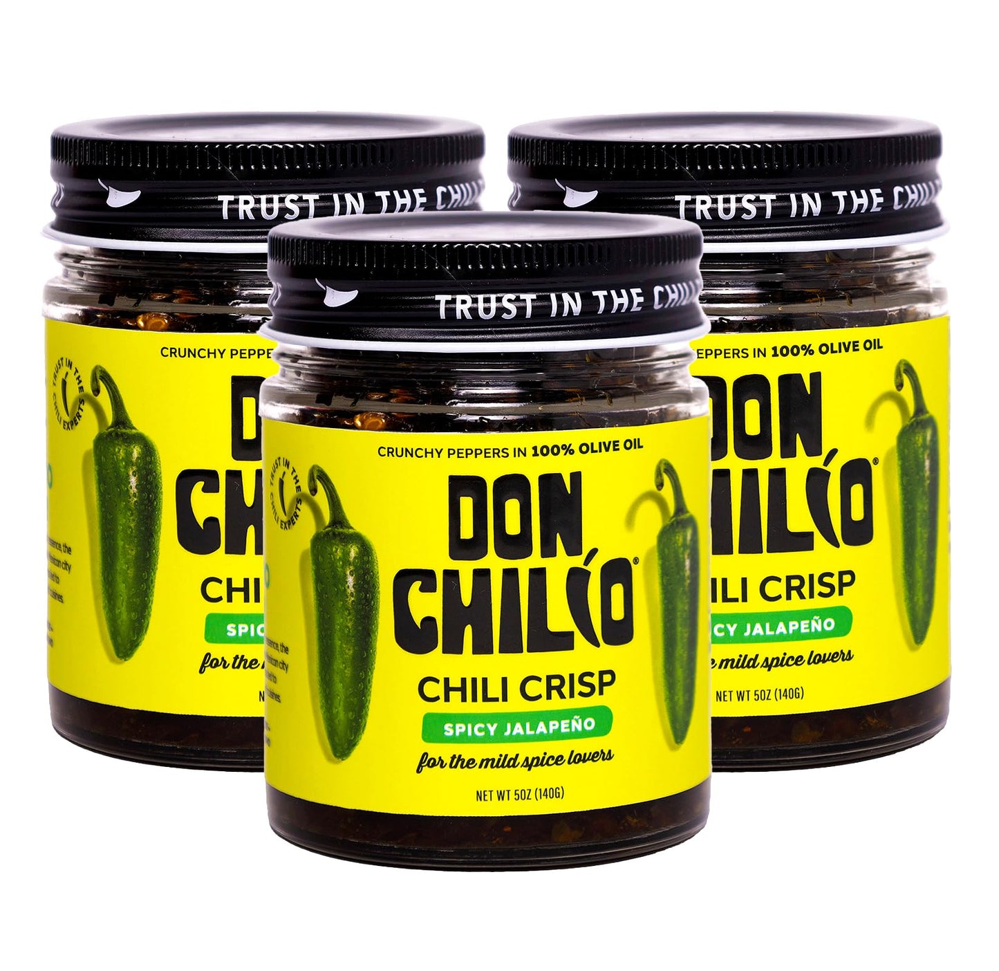 Don Chilio Mild Jalapeno Mexican Chile Crisp, 5 oz., 3 Pack - Crunchy Sliced Jalapenos Fried Chili Peppers in Hot Seasoned 100% 