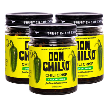 Don Chilio Mild Jalapeno Mexican Chile Crisp, 5 oz., 3 Pack - Crunchy Sliced Jalapenos Fried Chili Peppers in Hot Seasoned 100% 
