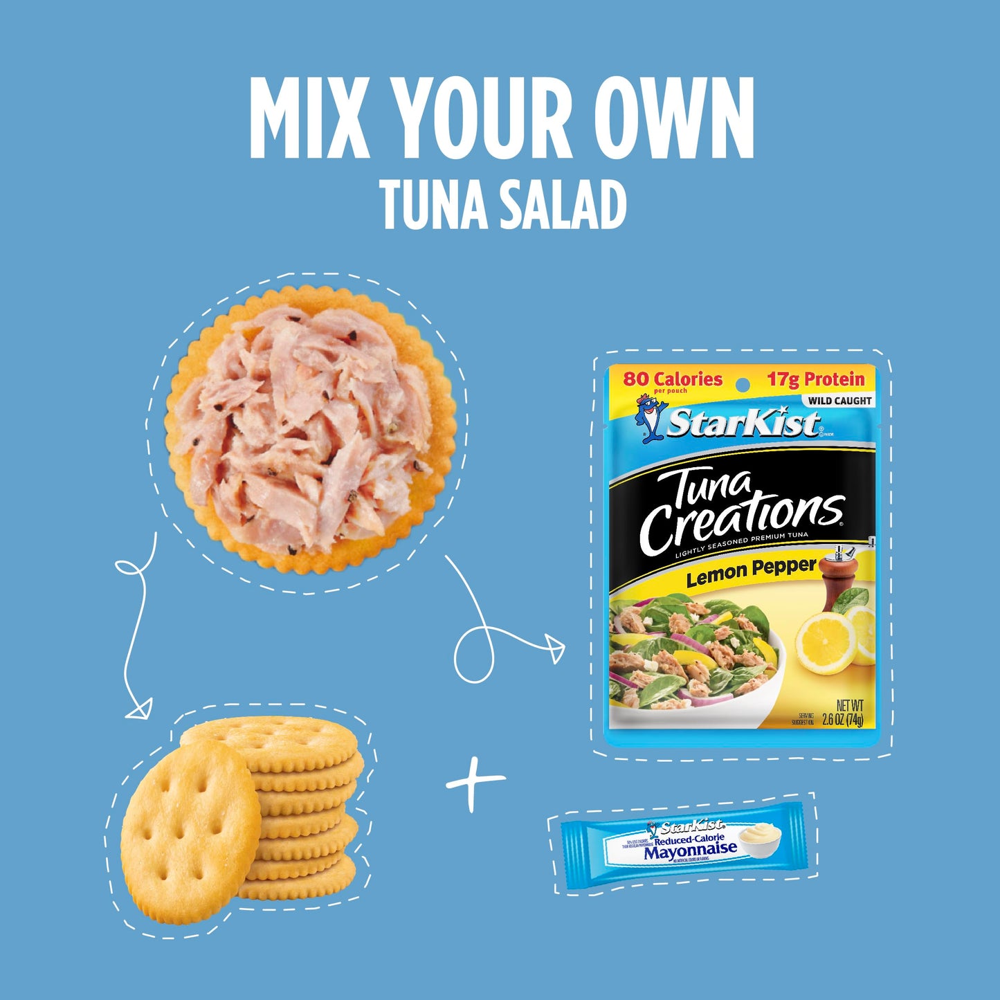 Starkist Lunch-To-Go Tuna Creations, Lemon Pepper Tuna Salad Kit - 4.2 Oz Kit, 12 Pack