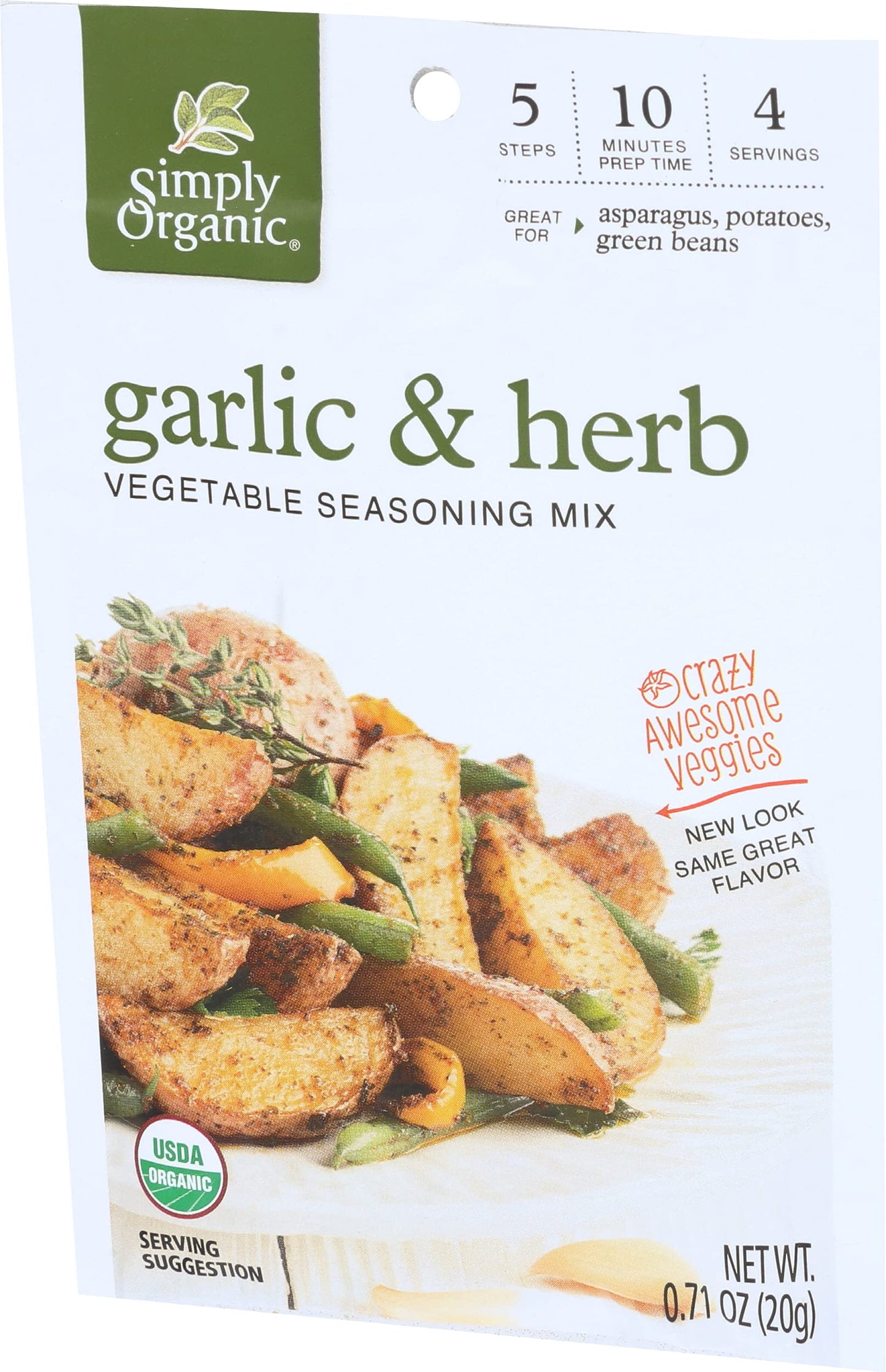 Simply Organic Garlic & Herb Vegetable Seasoning Mix, Certified Organic, Vegan | 0.71 oz