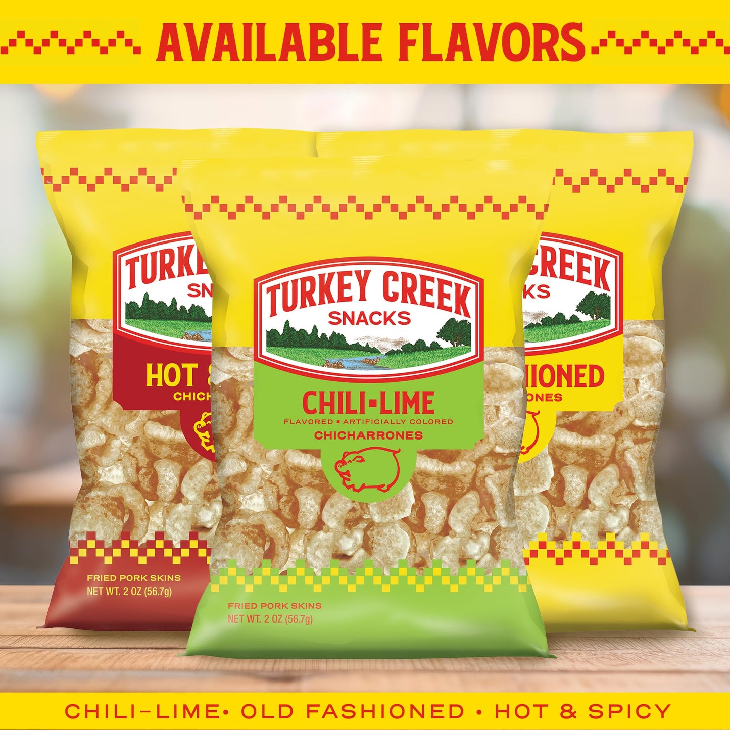 Turkey Creek Chili Lime Chicharrones, Fried Pork Rinds - Chili Lime Flavored Pork Skins - Low Carb, Gluten-Free, Protein Snack -