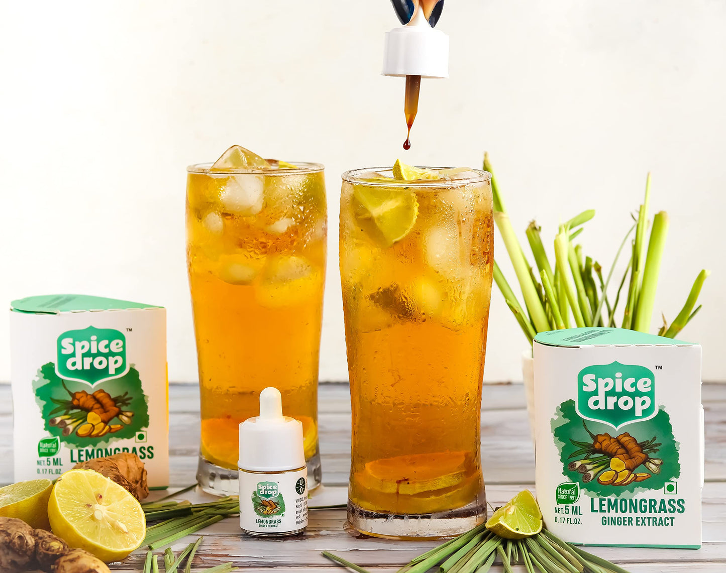 Spice Drop Lemongrass Ginger Natural Extract | Best For Tea, Soups, Salad Dressings, Shakes | 0.17 Oz (180 Drops) | No Preservatives | Vegan Friendly | Keto & Paleo Friendly | Non-Gmo | Drop And Stir