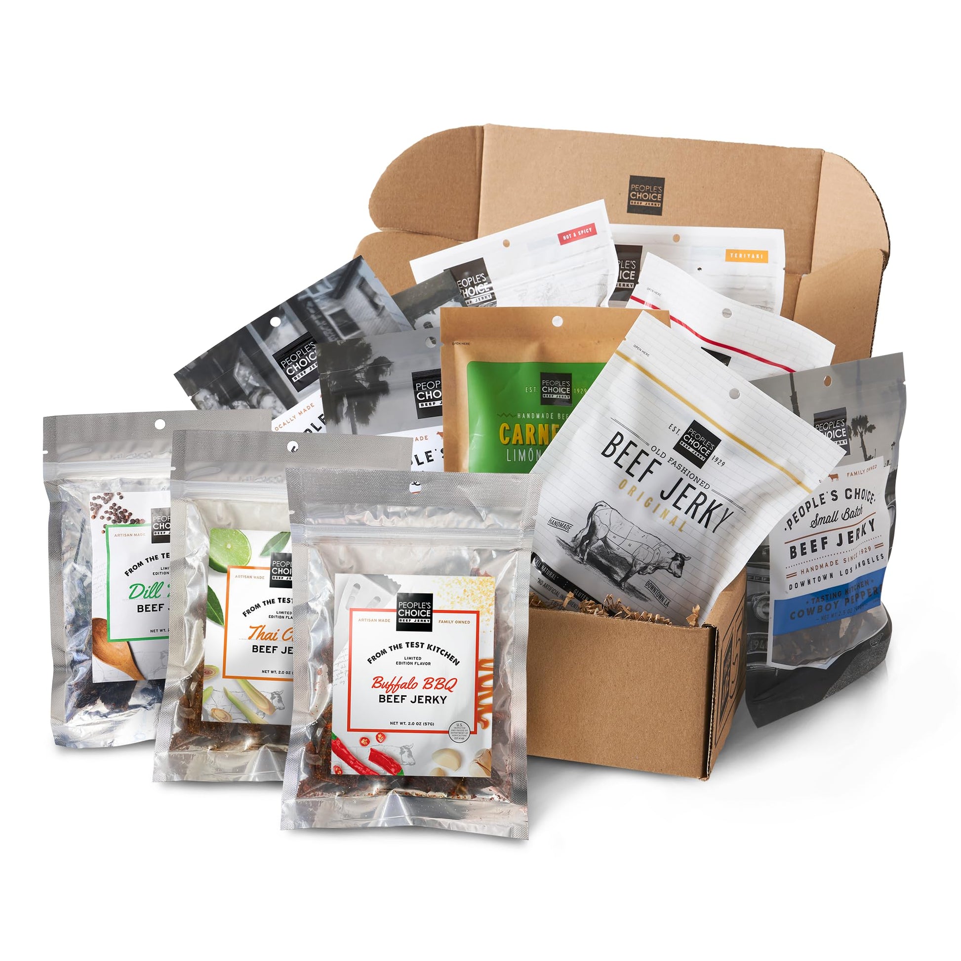 People's Choice Beef Jerky - Jerky Box - One of Everything - Gift for Dad - Protein Snacks Military Care Package - Husband Chris