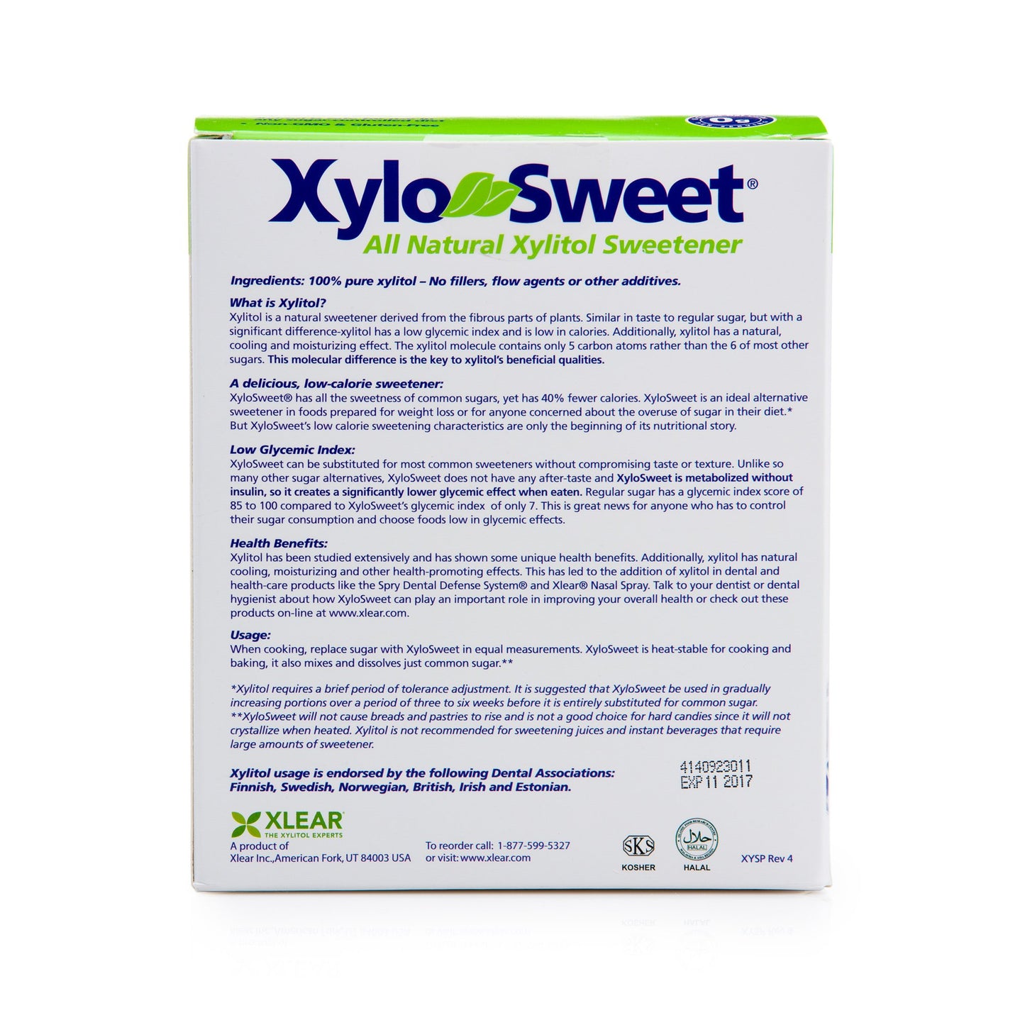 Xlear XyloSweet Non-GMO Xylitol Sweetener - Natural Sweetener Sugar Substitute, Granules, 100 Packets (Pack of 1)