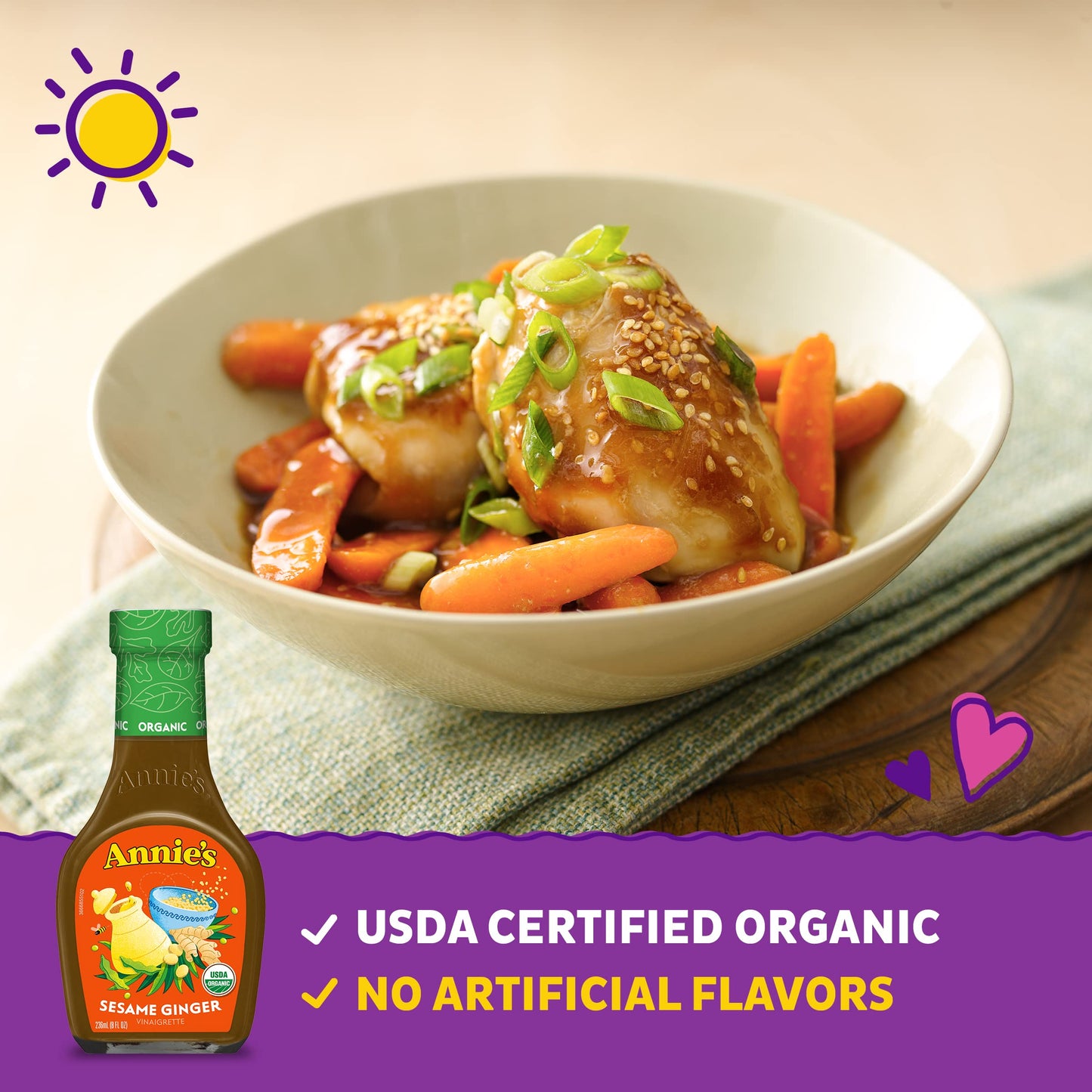 Annies Naturals Vingrt, Og, Ses/Gngr with Cham, 8-Ounce (Pack of 6)