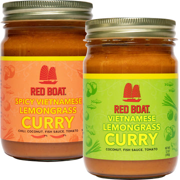 Red Boat Fish Sauce Vietnamese Lemongrass Curry | Original & Spicy Variety Pack | Deliciously bold flavors ready in 20 min | 12 