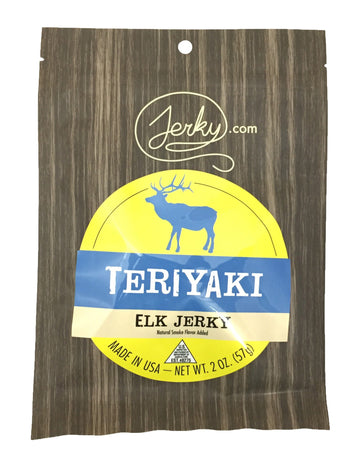 Jerky.Com Exotic Teriyaki Elk Jerky - Wild Game Meat Snacks, Exotic Snacks, High-Protein, All-Natural, No Added Preservatives -