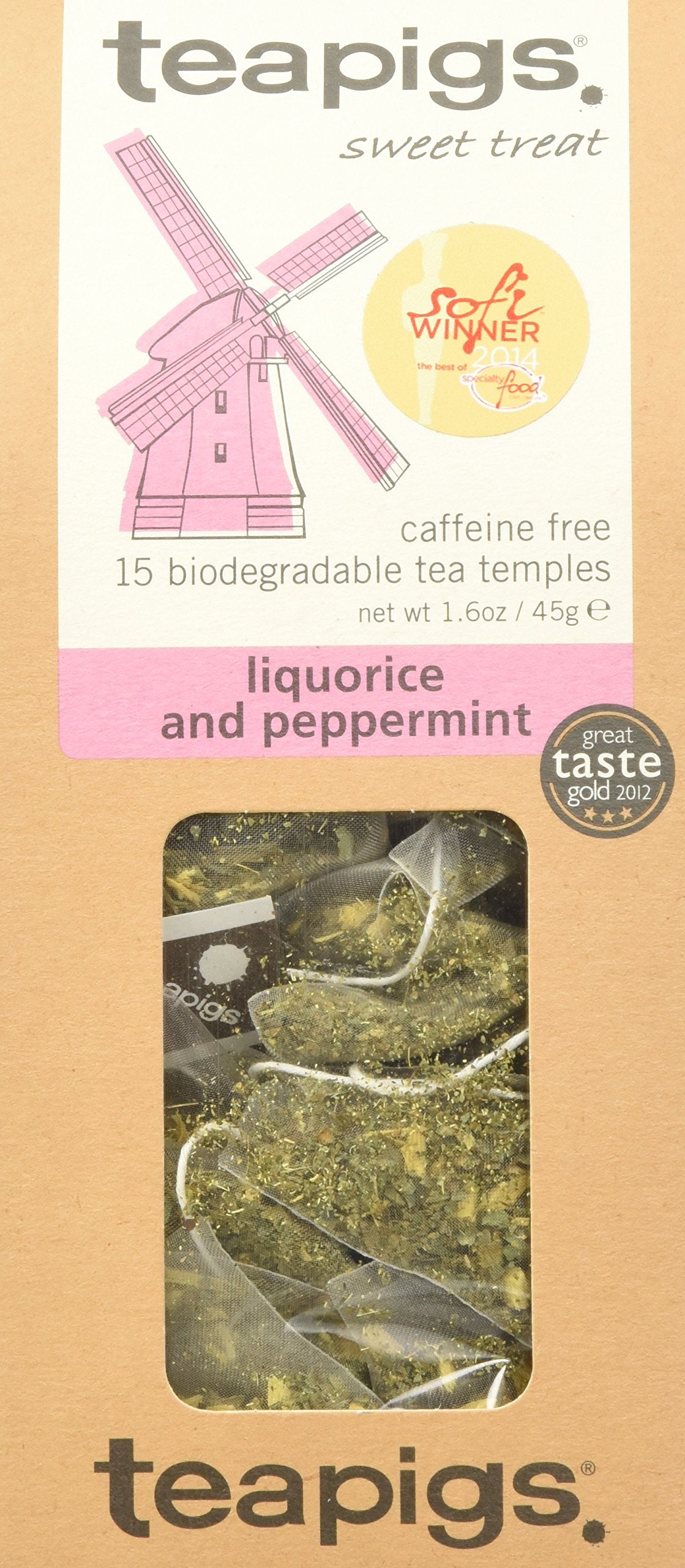 Teapigs Liquorice & Peppermint - 15 Tea Temples(Net Wt 1.6 Oz)