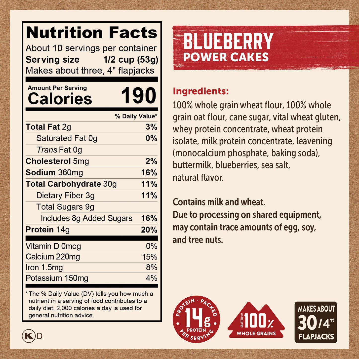 Kodiak Cakes Protein Pancake & Waffle Mix - 100% Whole Grain Blueberry - Pack of 6