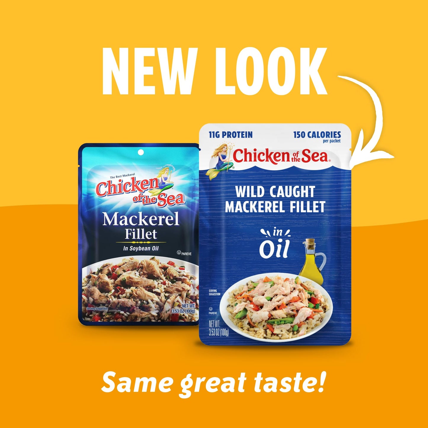 Chicken of the Sea Mackerel Fillet in Oil, 3.53 Ounce Packets (Box of 24), Wild Caught Mackerel