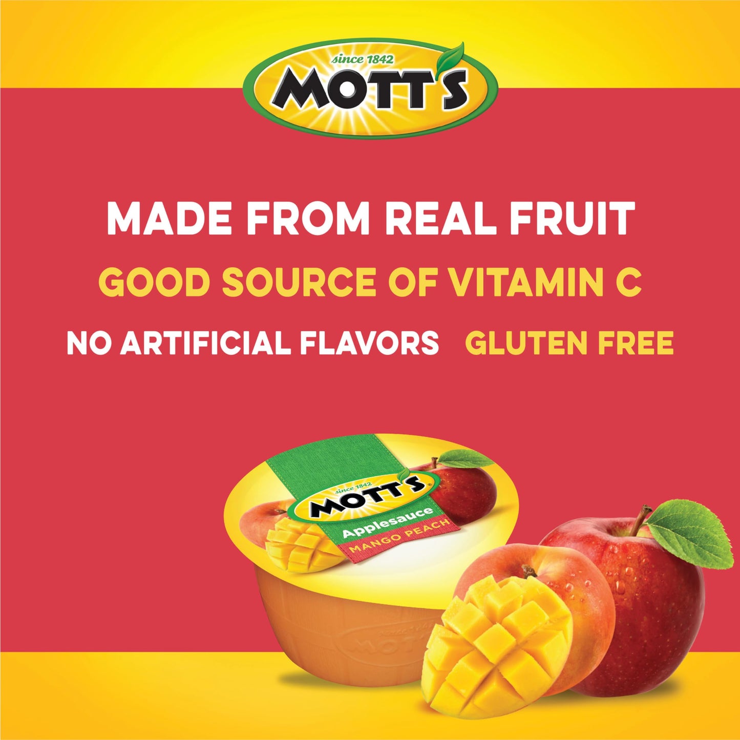 Mott's Mango Peach Applesauce, 4 oz Cups, 72 Count (12 Packs of 6) - Delicious Snack for Kids and Adults