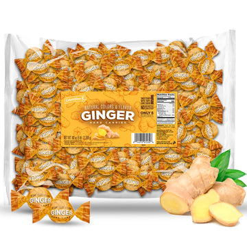 Colombina Ginger Hard Candies, Natural Anti-Nausea And Motion Sickness Relief Candy, Sweetened With Pure Cane Sugar, Individuall