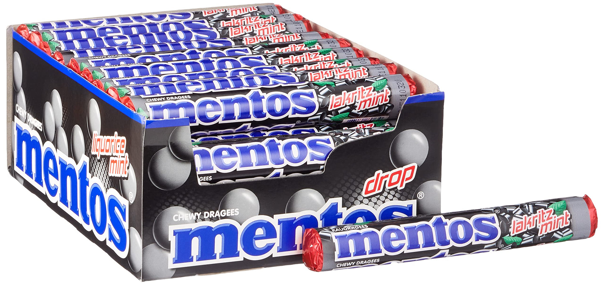 Mentos Licorice Mint Chewy Dragees 1.32-Ounce Rolls (Pack Of 40)