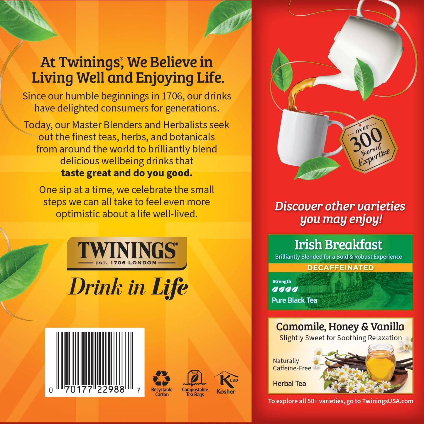 Twinings Decaffeinated English Breakfast Black Tea - 100 Individually Wrapped Tea Bags - Smooth Flavor - 100 Count