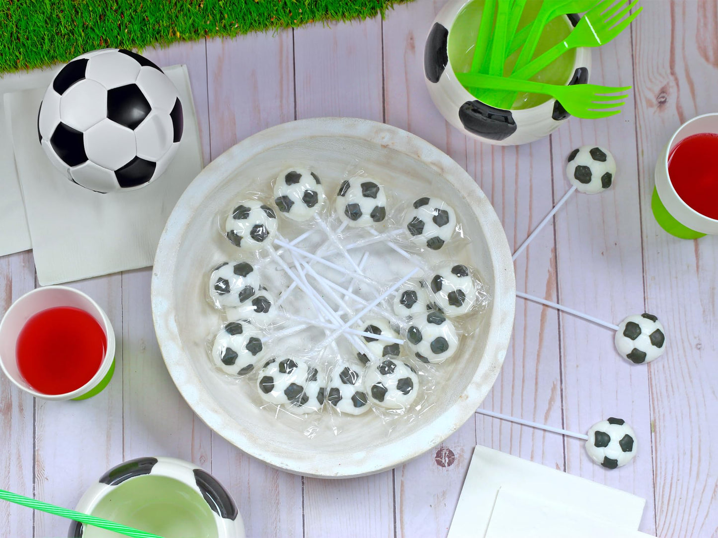 Soccer Candy Lollipops - 18 Count Individually Wrapped Suckers - Great For Soccer Party Favors - Sports Snacks - Soccer Goodie B