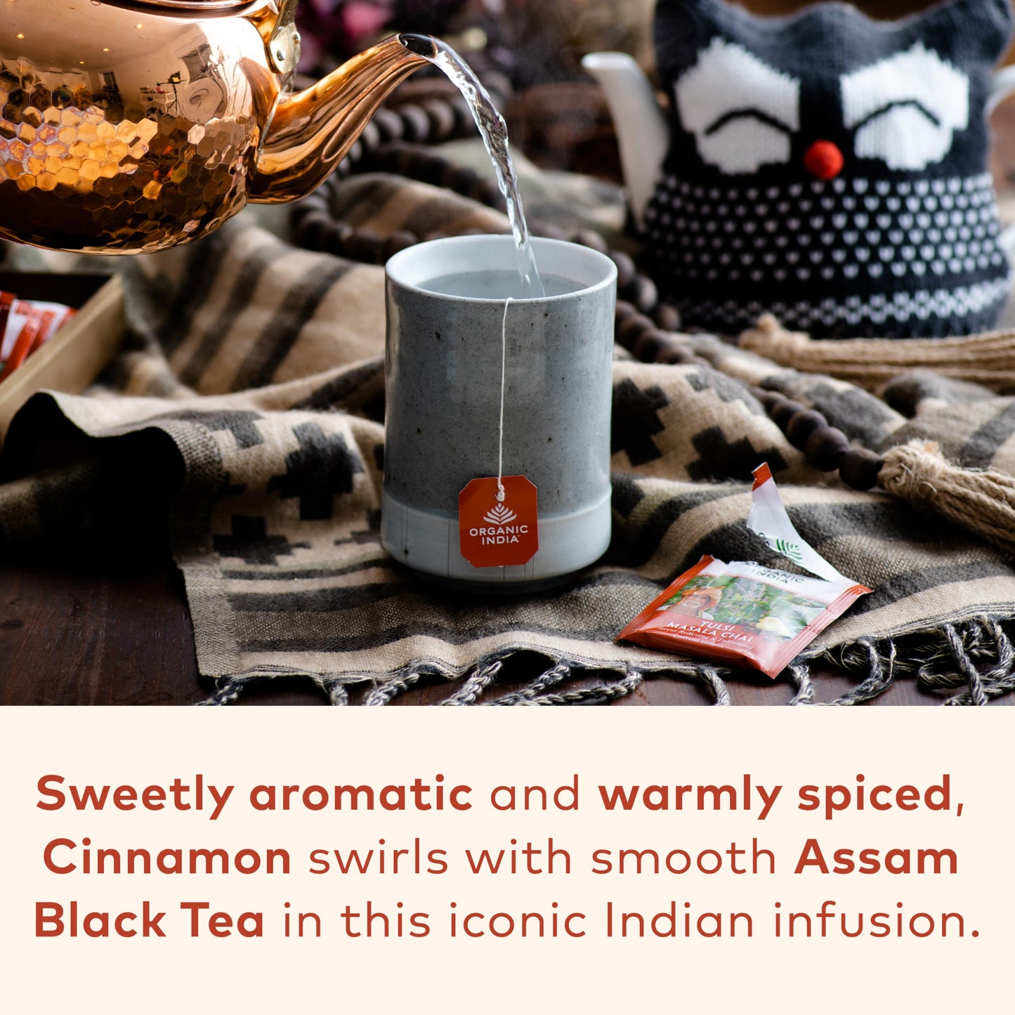 Organic India Tulsi Masala Chai Tea Bags - Holy Basil, Black Tea, Spices With Ginger, Stress Relieving, Immune Support, Usda Cer