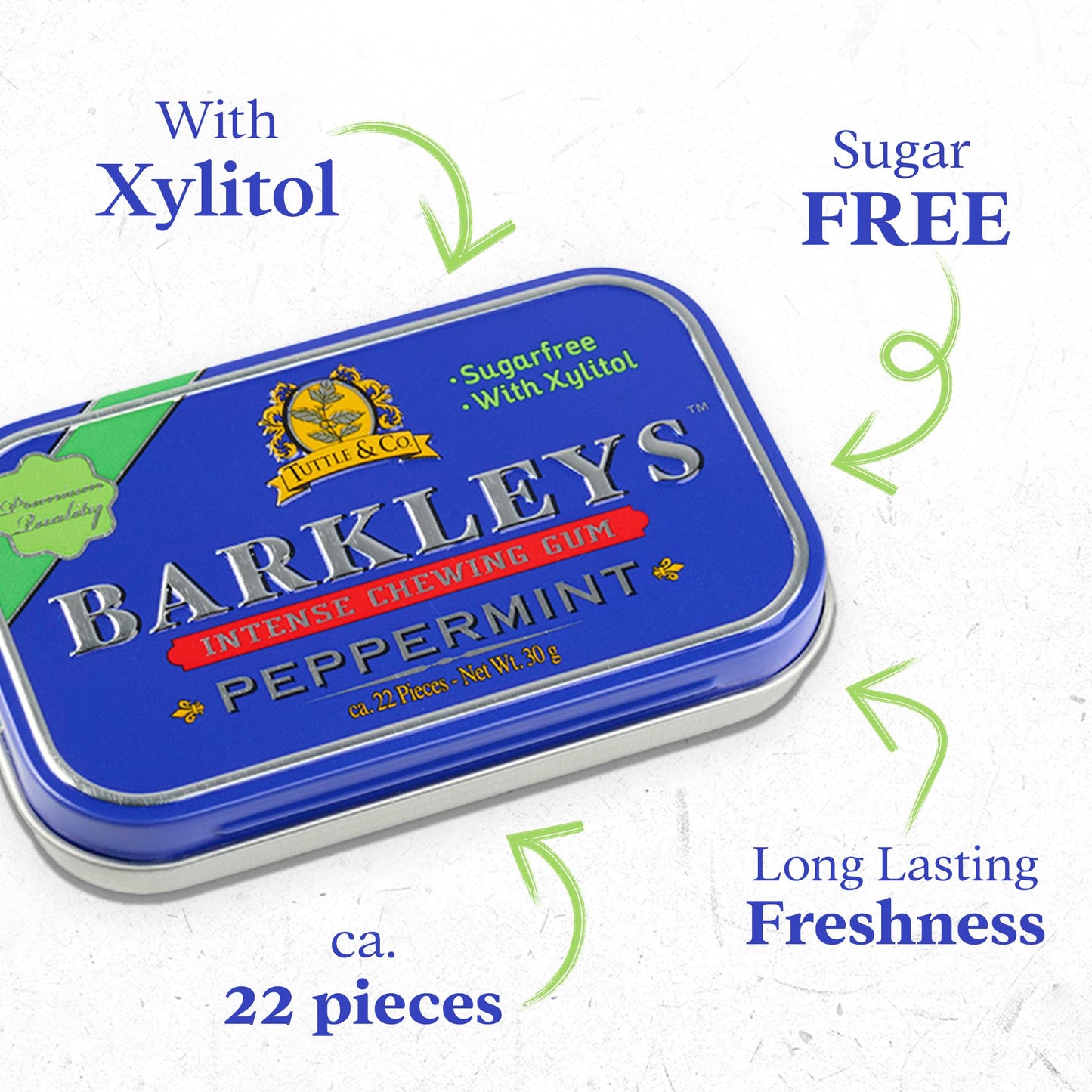 Barkleys Sugar Free Gum, Xylitol Peppermint Gum, Healthy Breath Refreshing & Long-Lasting Flavor- Chewing Gum Sugar Free, Sugarl