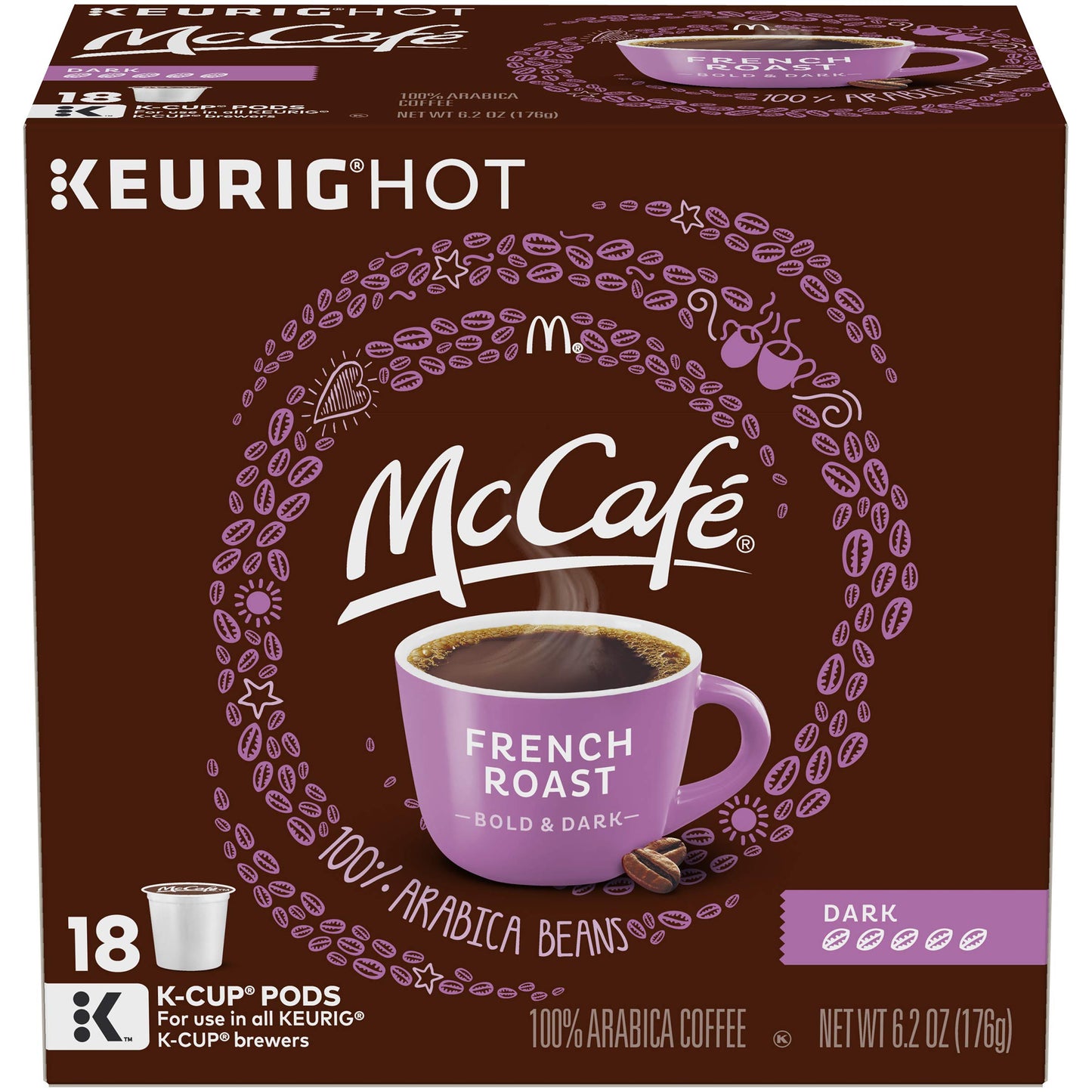 McCafé French Dark Roast K-Cup Coffee Pods, 1 Count (Pack of 18), Model 00043000060872