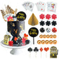 DRWATE Casino Cake Toppers - 30 PCS Gold Poker Chips & Mini Slot Machine - 1.9 x 1.1 for Birthday Party Decorations