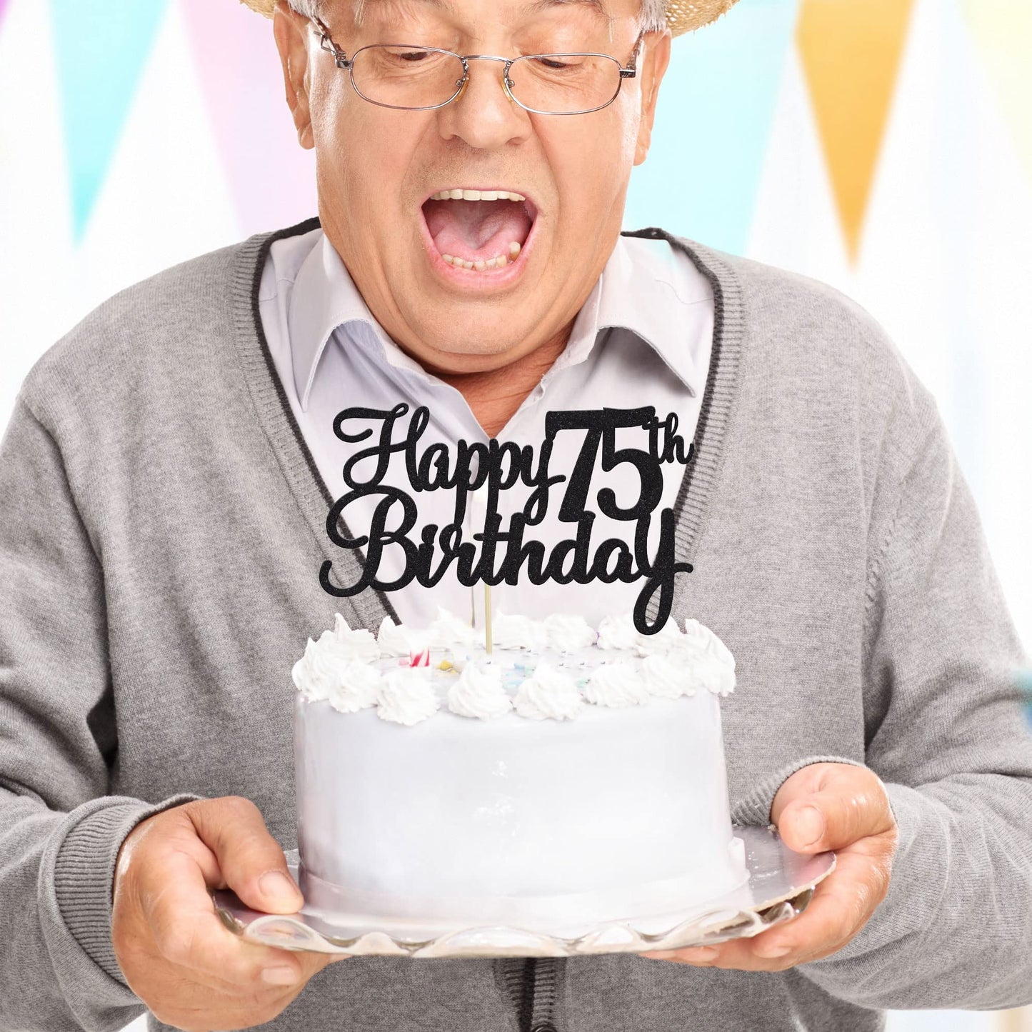 Gyufise 1Pc Happy 75Th Birthday Cake Topper Glitter 75Th Birthday Cake Pick Cheers To 75 Years Old 75 Fabulous Cake Decorations