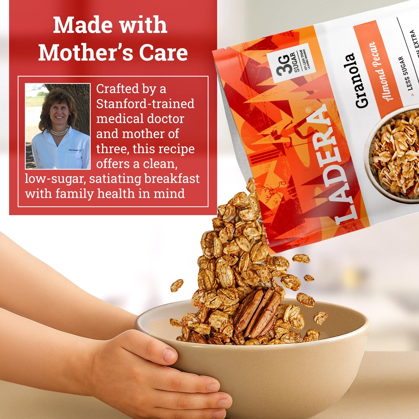 Ladera Foods Almond Pecan Granola, Low Sugar, Gluten Free & Vegan, 2 lb Family Pack