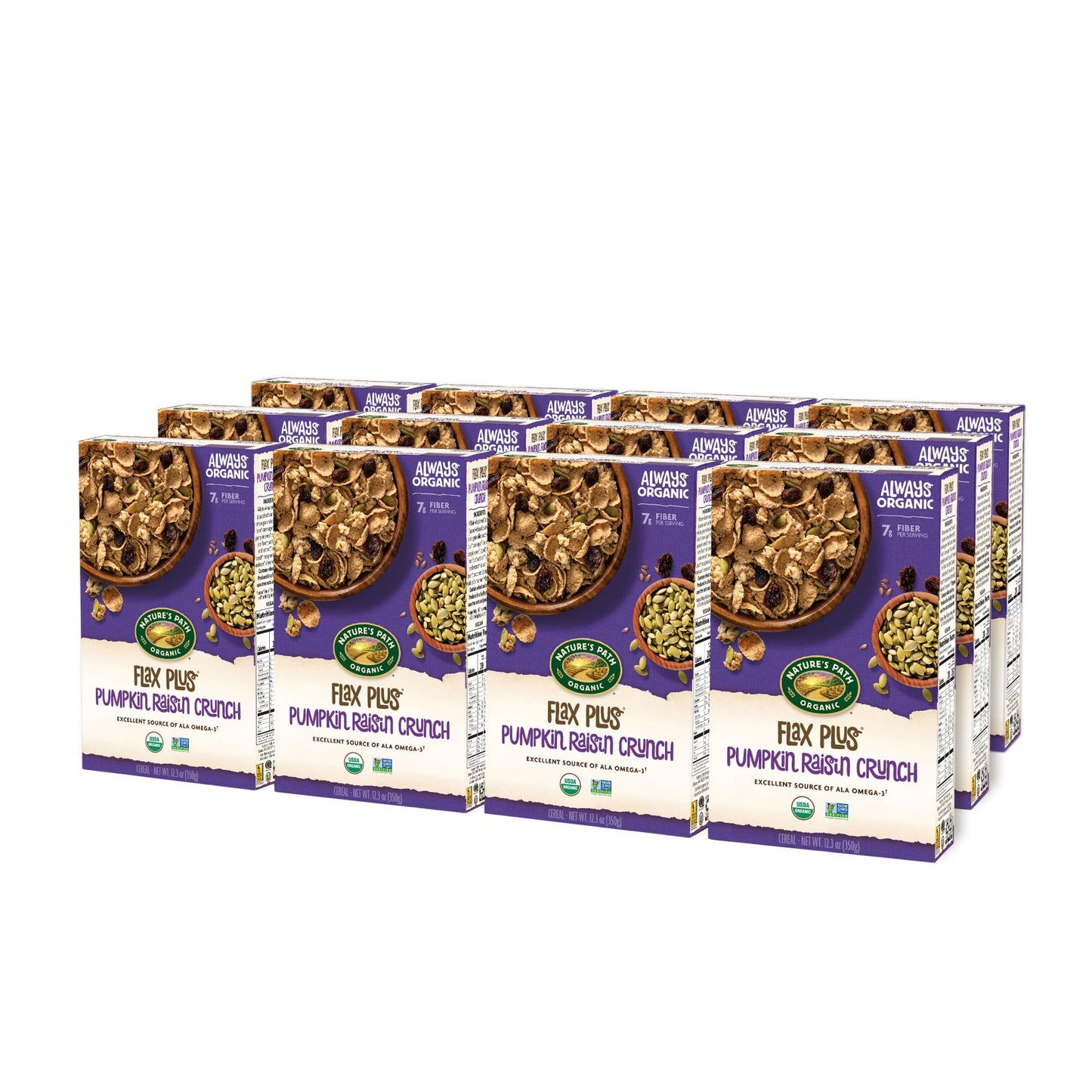 Nature'S Path Organic Flax Plus Pumpkin Seed Raisin Crunch, 12 Ounce (Pack Of 12), With Antioxidant-Packed Pumpkin Seeds And Omega-3 Rich Flax Seeds, High Fiber, 6G Plant Based Protein