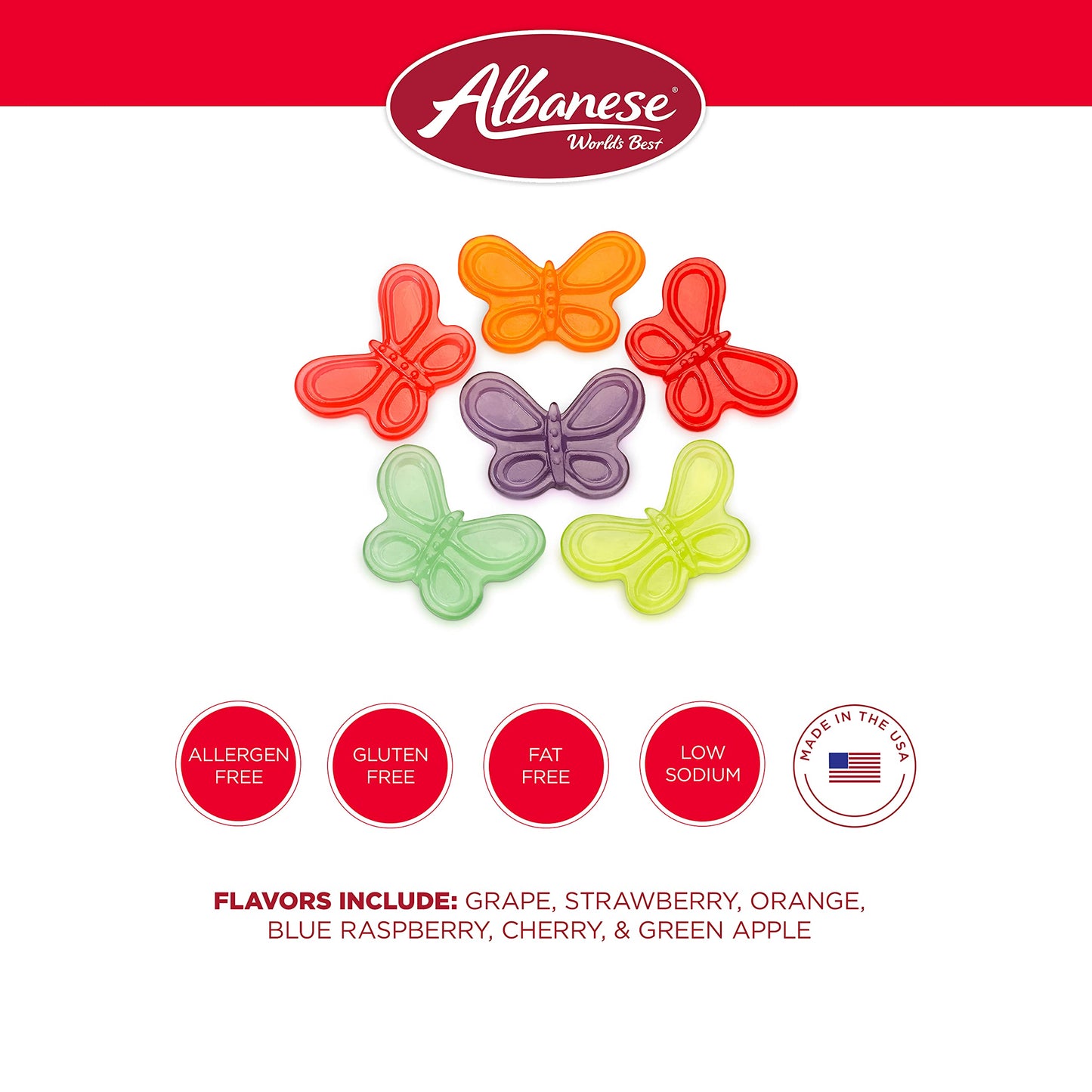 Albanese Candy, Large Assorted Fruit Gummi Butterflies, 80 Ounce (Pack of 1)
