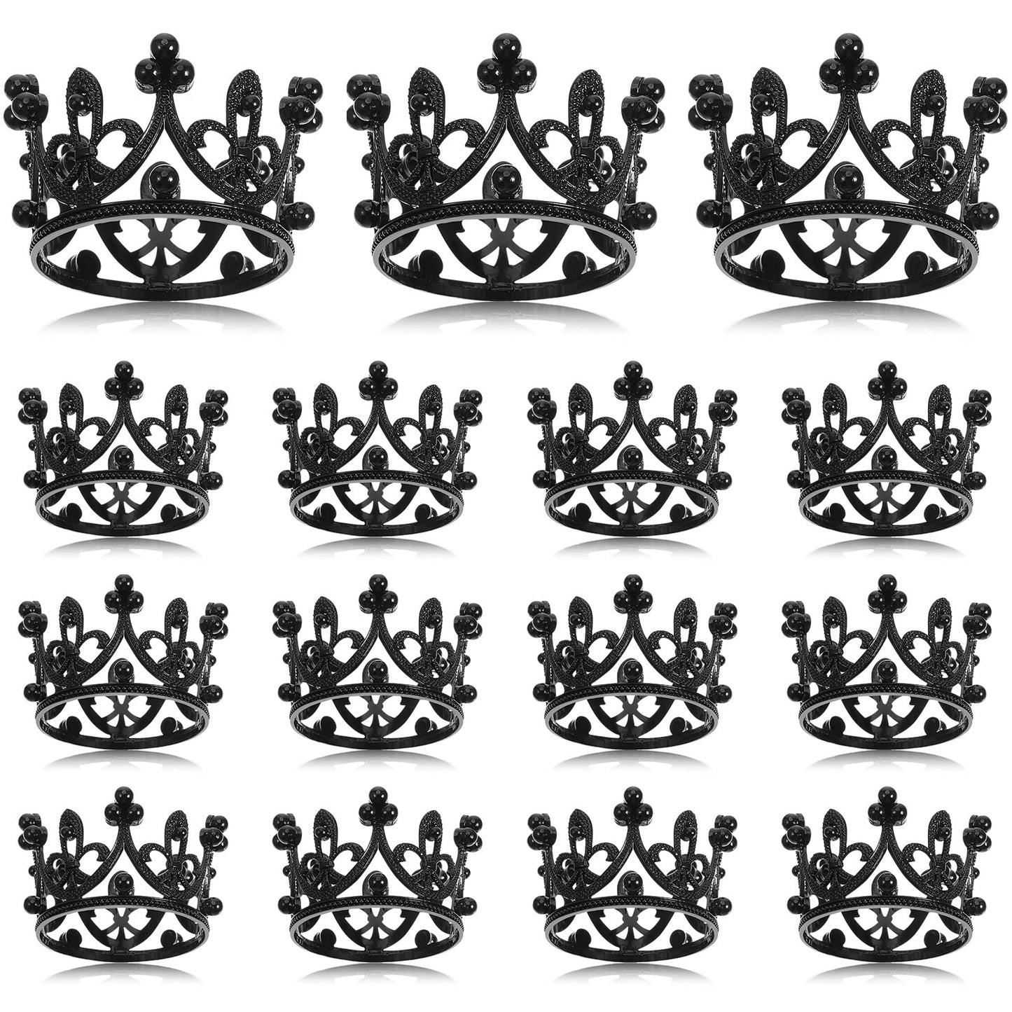 Fabbay 15 Pieces Crown Cake Topper Set - Mini Baby Crown Tiara for Birthday Bridal Wedding Decorations, Model FM-220527-A