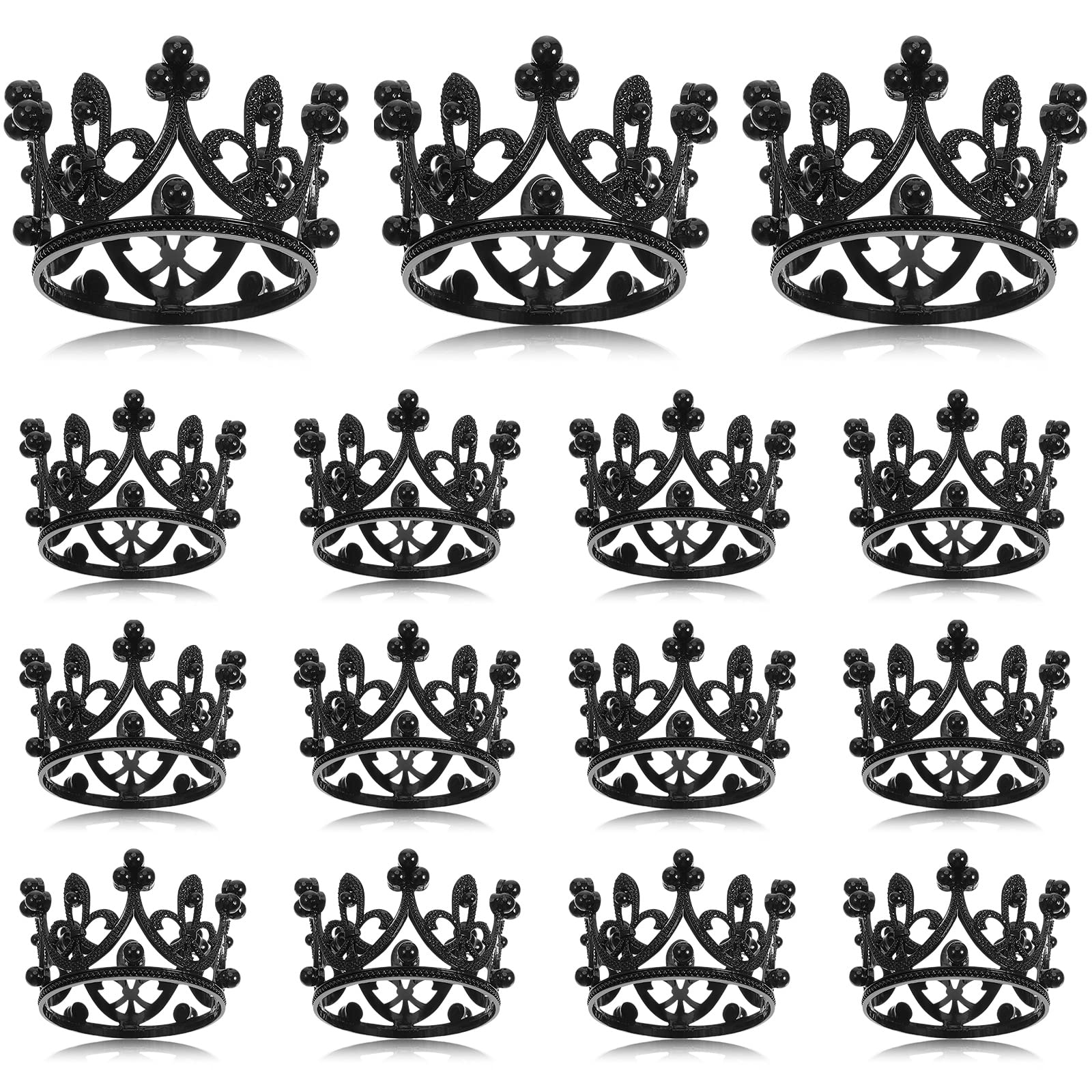 Fabbay 15 Pieces Crown Cake Topper Set - Mini Baby Crown Tiara for Birthday Bridal Wedding Decorations, Model FM-220527-A