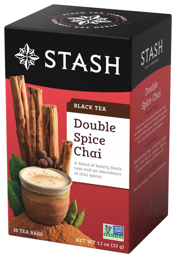 Stash Tea Double Spice Chai Black Tea, 6 Boxes (18 Tea Bags Each), Total 108 Tea Bags, Model 08265